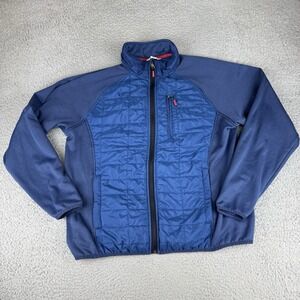 Orvis Hybrid Jacket Men's Large Blue Mixed Media Insulated  Full Zip Quilted
